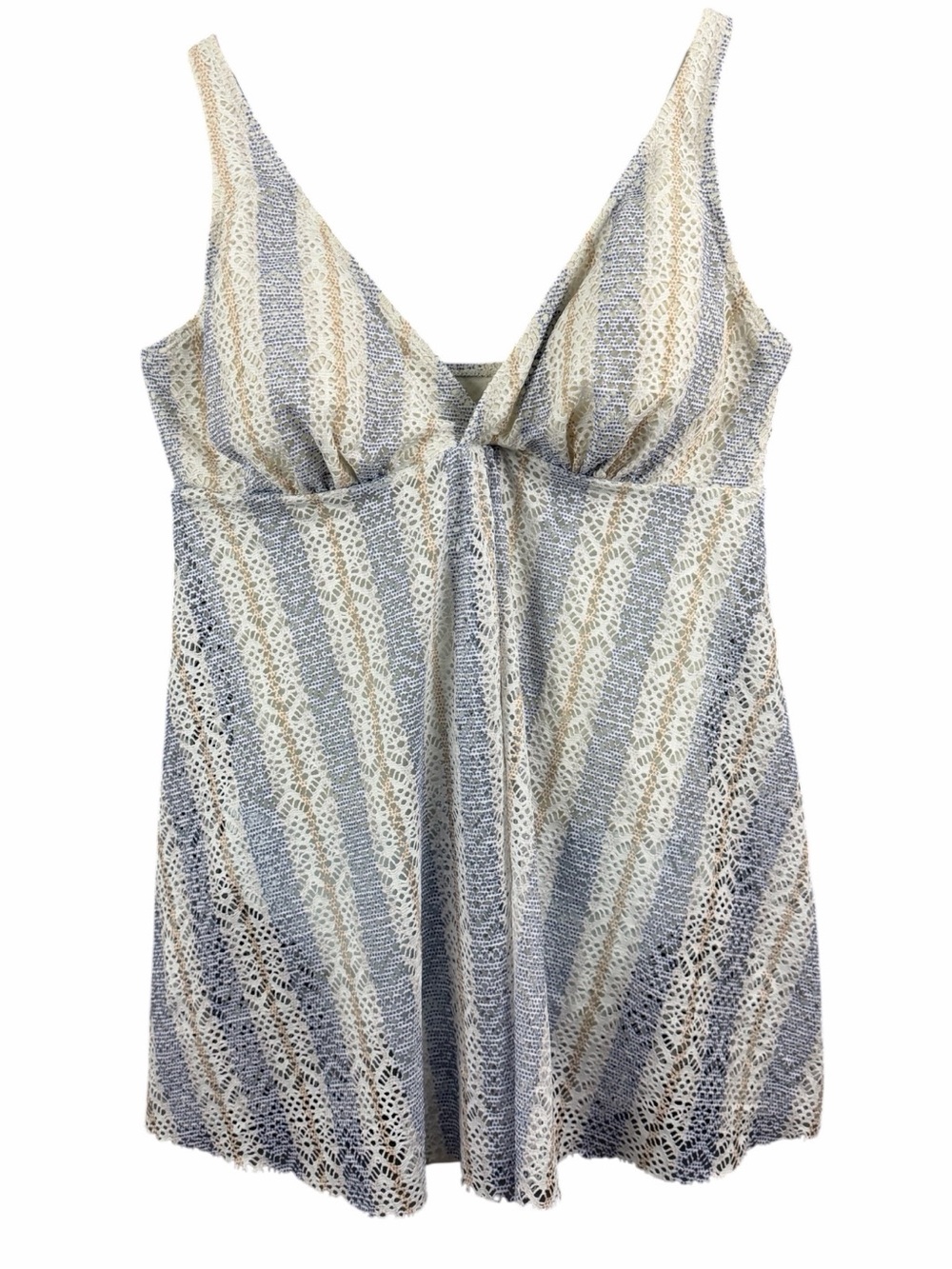 Nicole Miller Crochet One Piece Swimsuit Flyaway Swimdress Size Medium - Large